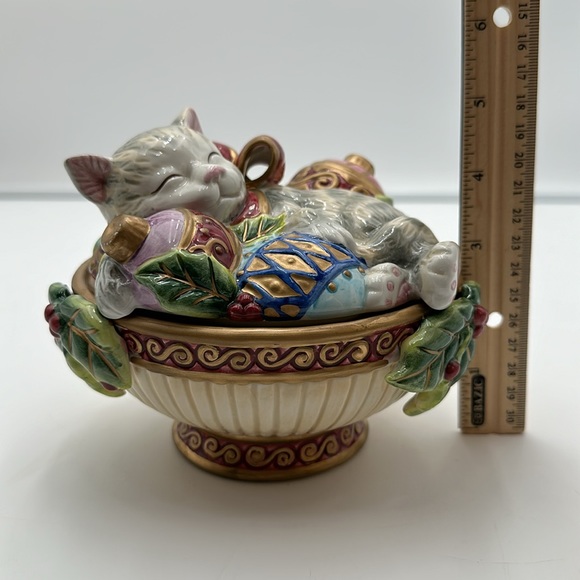 Fitz & Floyd Kristmas Kitty Lidded Box, Essentials, Candy Bowl, Trinkets - Picture 14 of 16